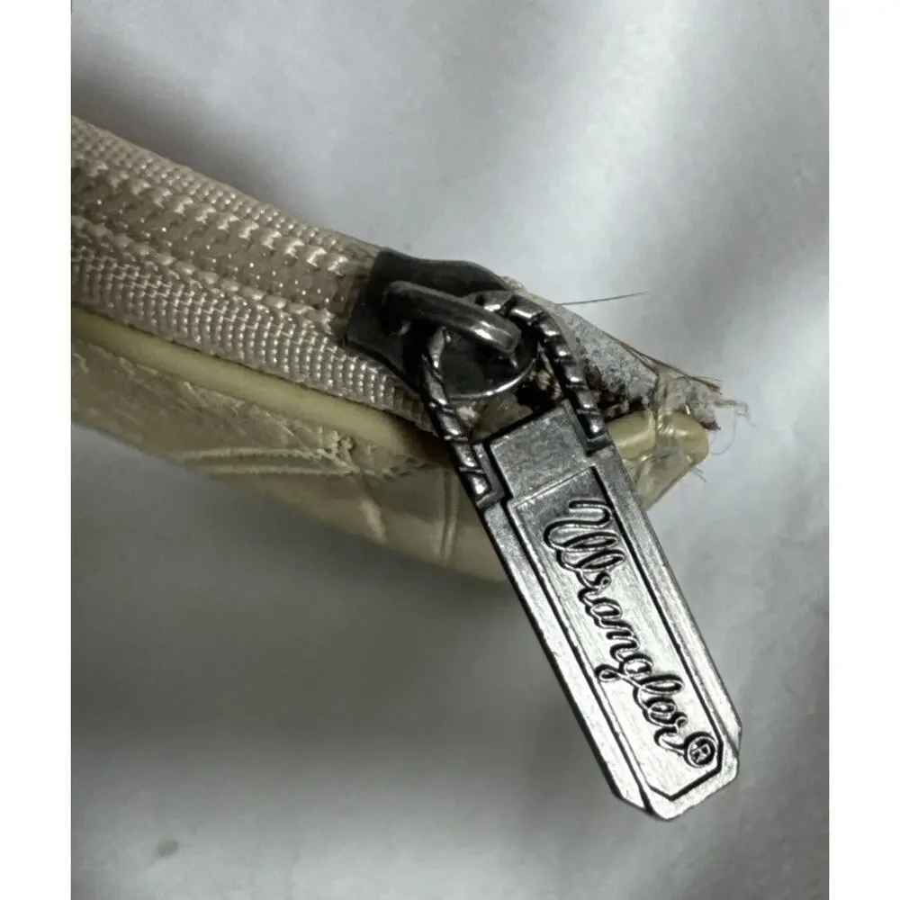 Wrangler Aztec Print Mini Zip Wallet ID Credit Card Holder Tan Hair On Hide NWT
